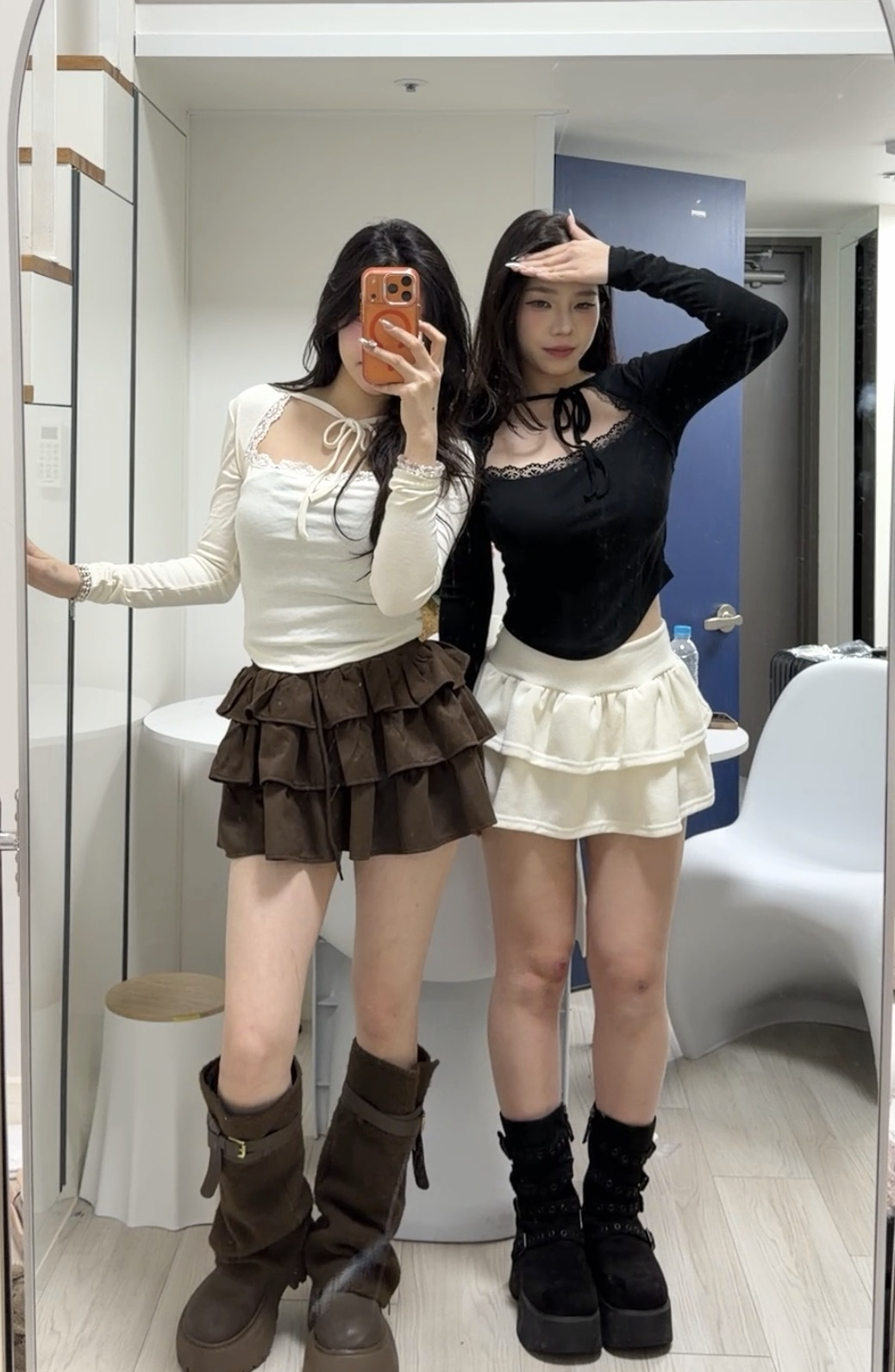 韓國連線-辣妹列車🚄蕾絲邊綁帶純慾風上衣