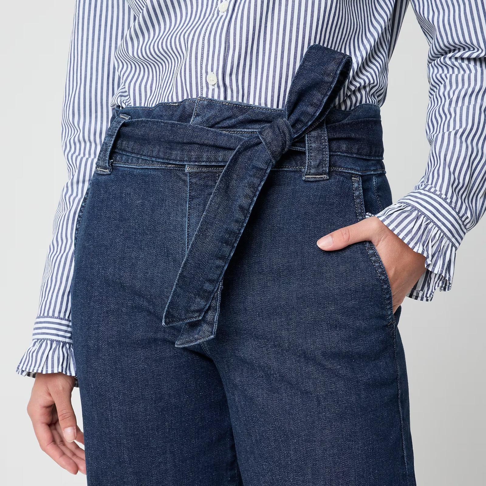 OBS260  J.Crew 纸袋腰阔脚牛仔裤