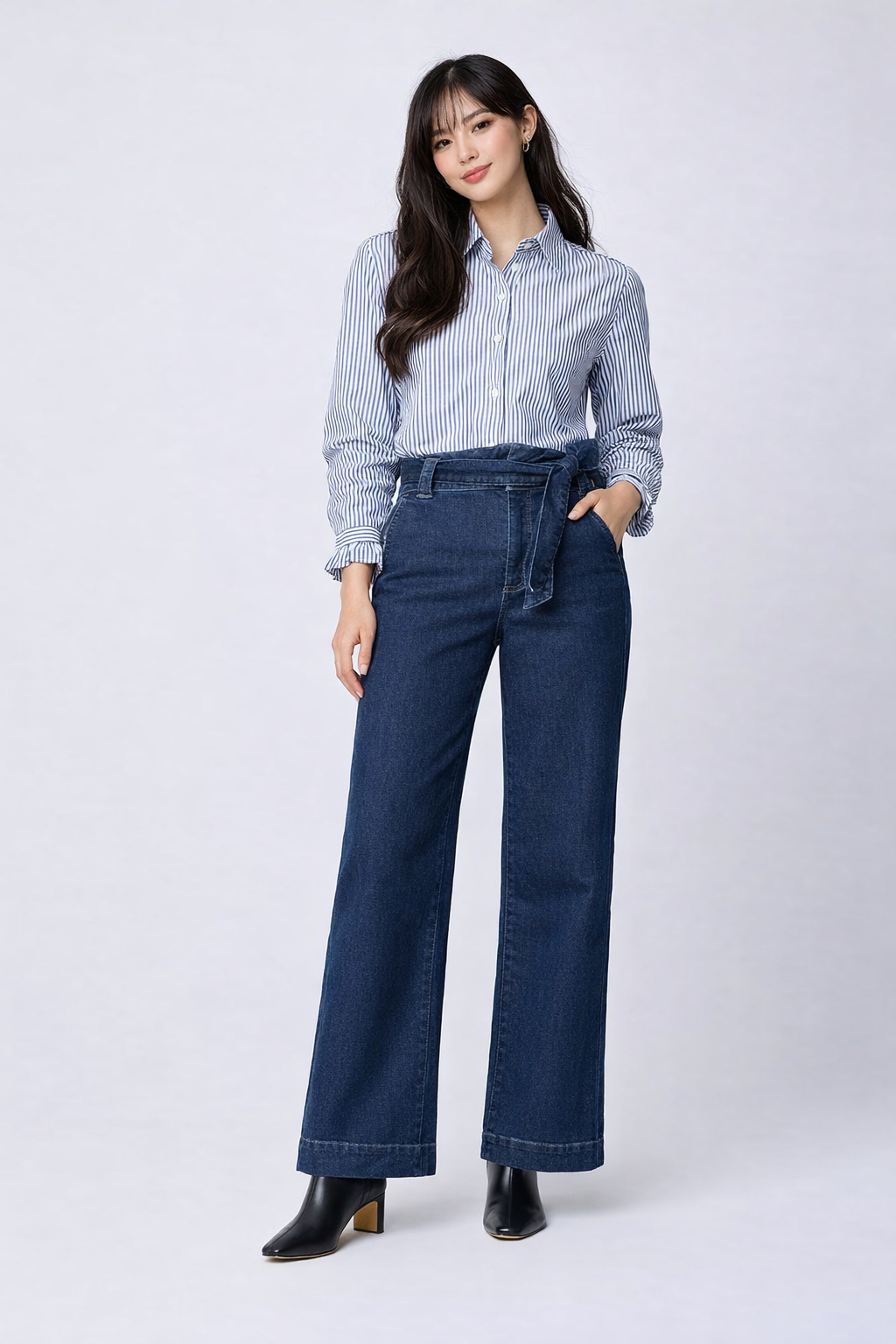 OBS260  J.Crew 纸袋腰阔脚牛仔裤