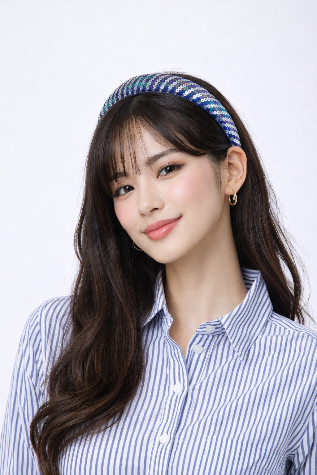 OBS261  J.Crew 闪片格仔蓬松发箍