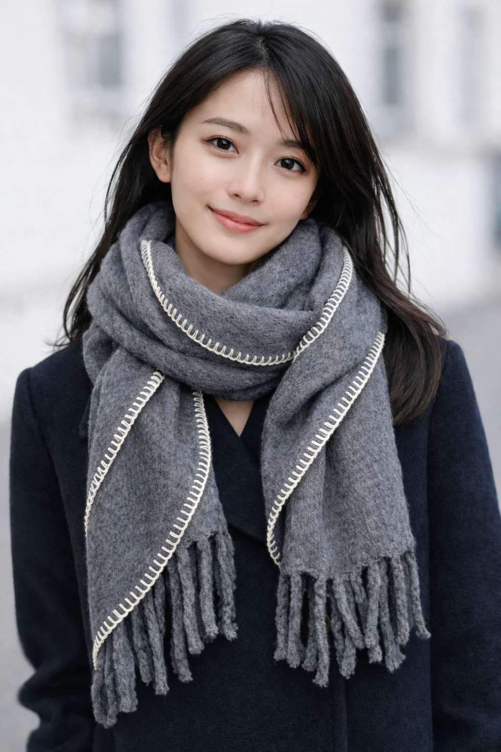 OBS261  J.Crew Blanket-Stitch 经典围巾