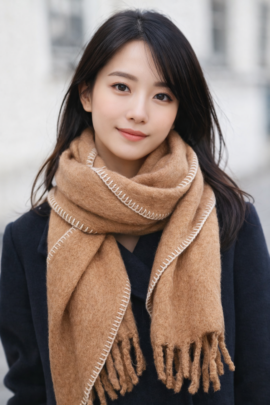 OBS261  J.Crew Blanket-Stitch 经典围巾