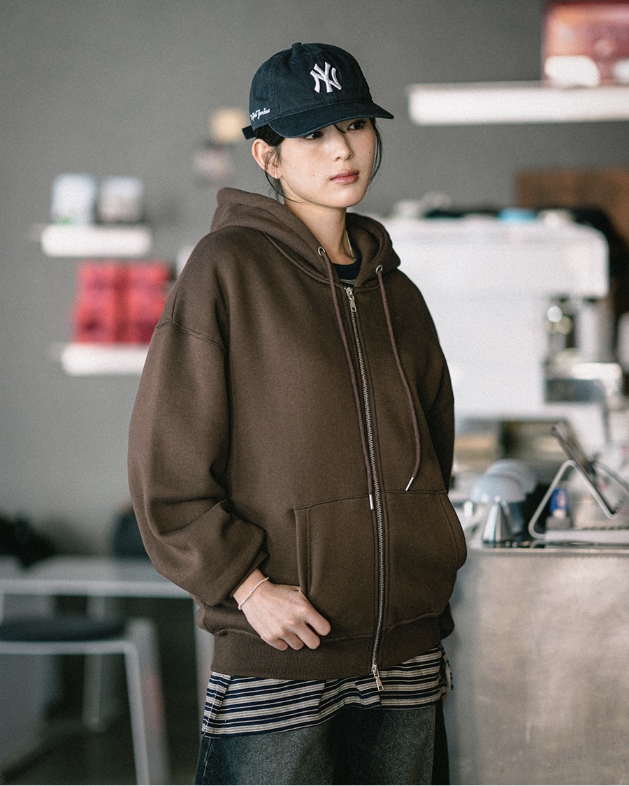 <預購> 韓國JEMUT NETRO OVERFIT雙向拉鏈刷毛連帽外套