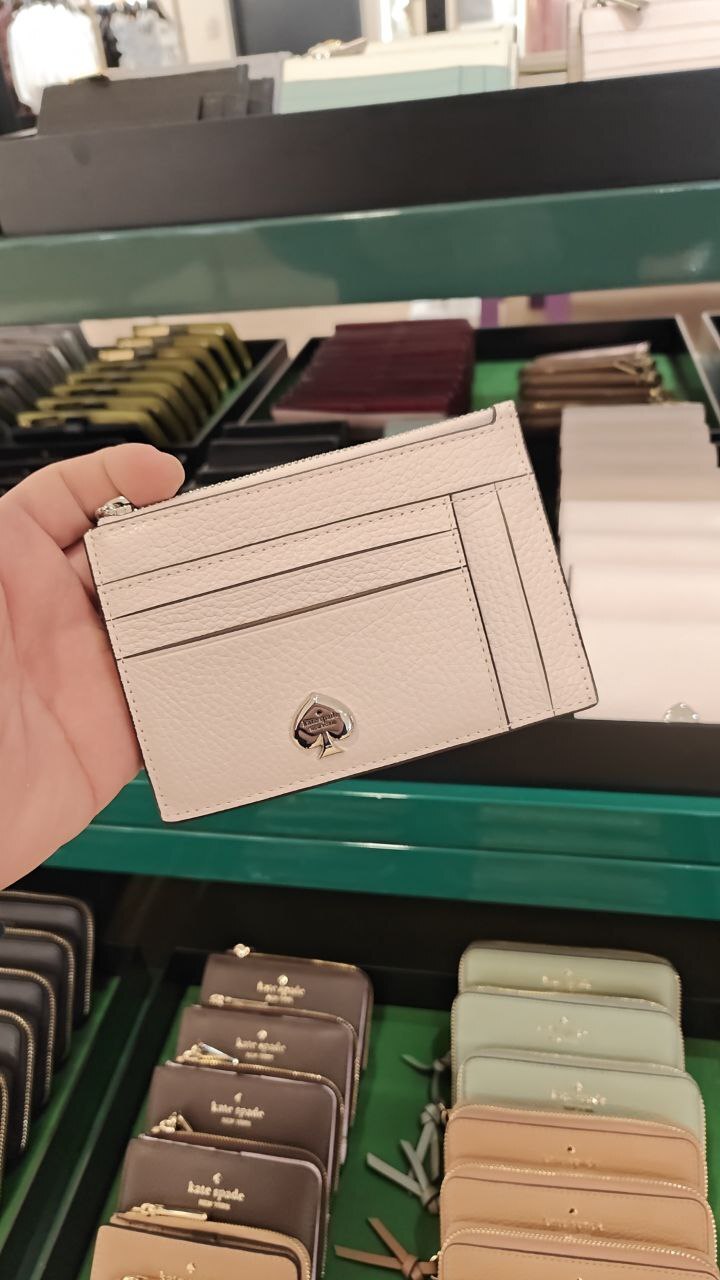 [U] KATE SPADE POWDERED S KL837 KAYLA PEBBLED LEATHER LARGE SLIM CARDHOLDER, 196021713293 (UK236)