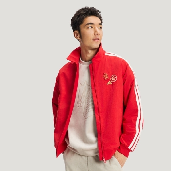 Adidas 愛迪達 Nyr 3s Wv Jkt KE4059 男 立領外套 運動外套 休閒穿搭 紅 白 亞版