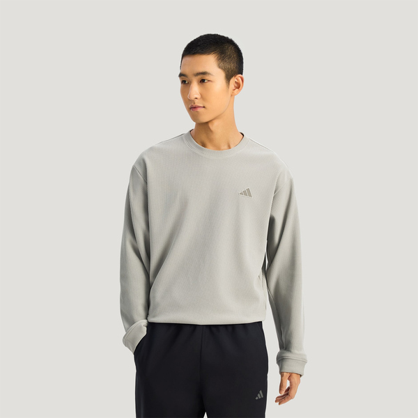 Adidas 愛迪達 Th Waffle Crew KR2542 男 長袖上衣 休閒長袖 灰 亞版