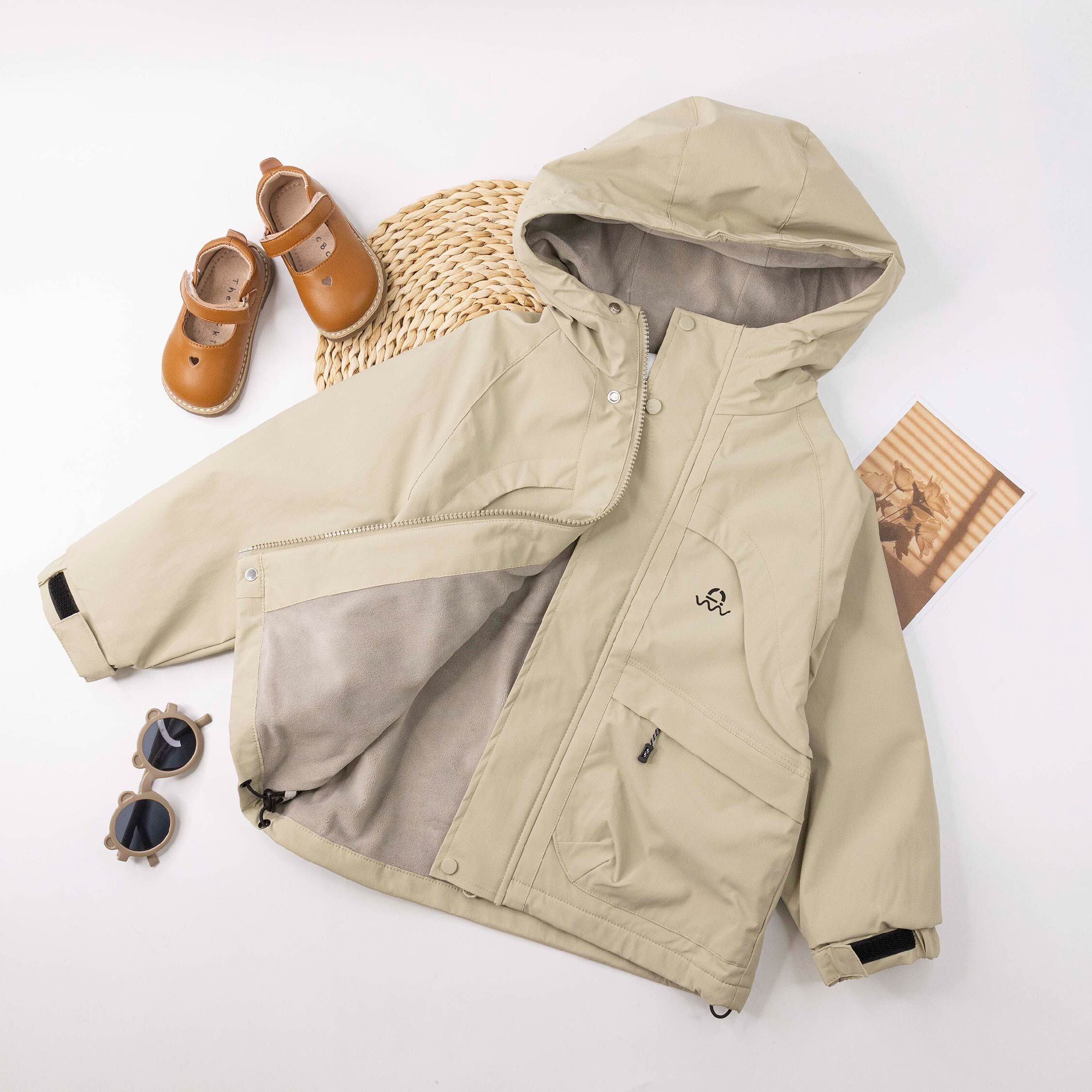 【H55786】質感防潑水內刷毛連帽外套