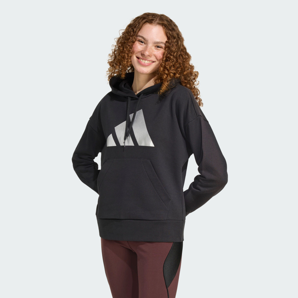 Adidas 愛迪達 W Hol Met Hd JV8526 女 連帽上衣 帽t 連帽長袖 黑 銀 亞版