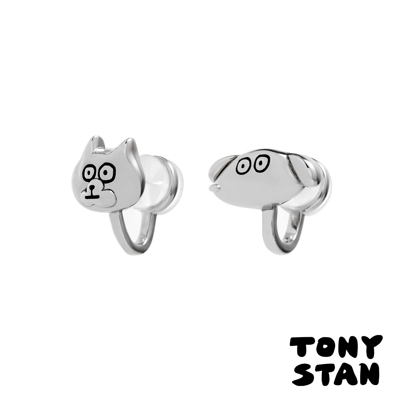 平價飾品,屎蛋唐尼聯名,貓,狗,夾式耳環