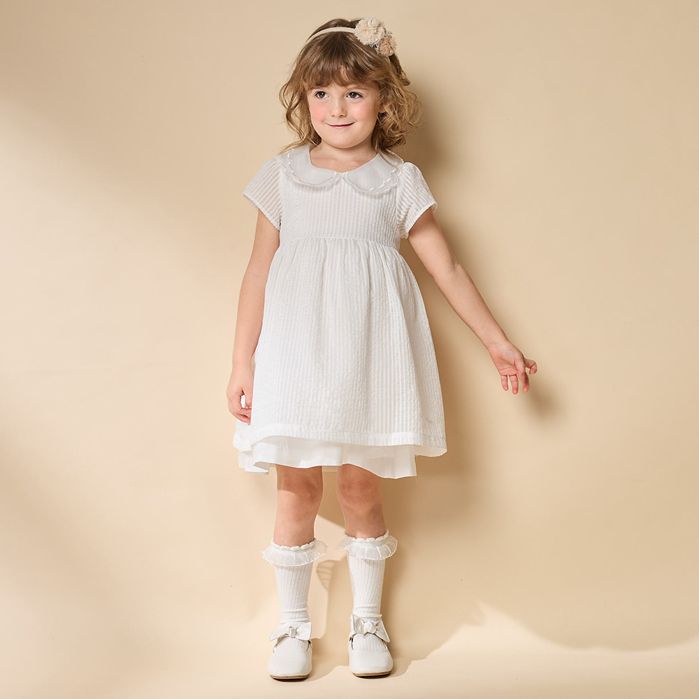 PIPPY 優雅大方領氣質刺繡洋裝 白