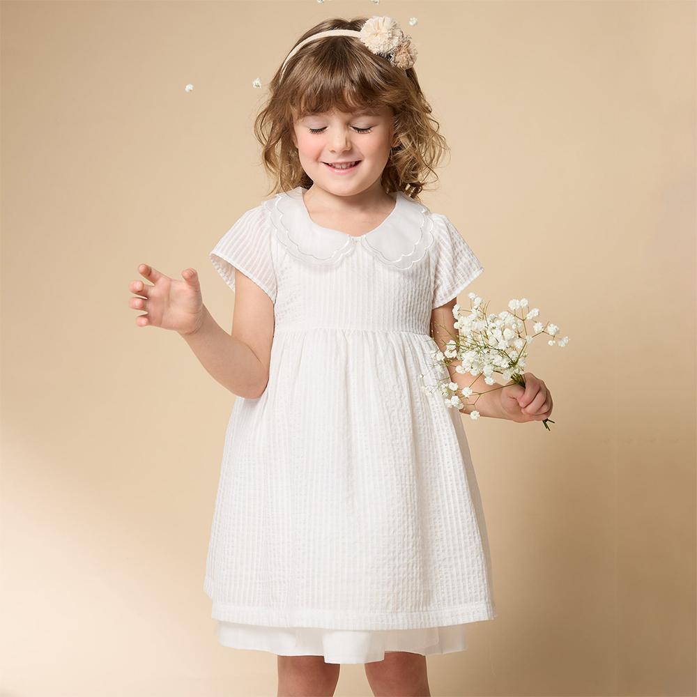 PIPPY 優雅大方領氣質刺繡洋裝 白