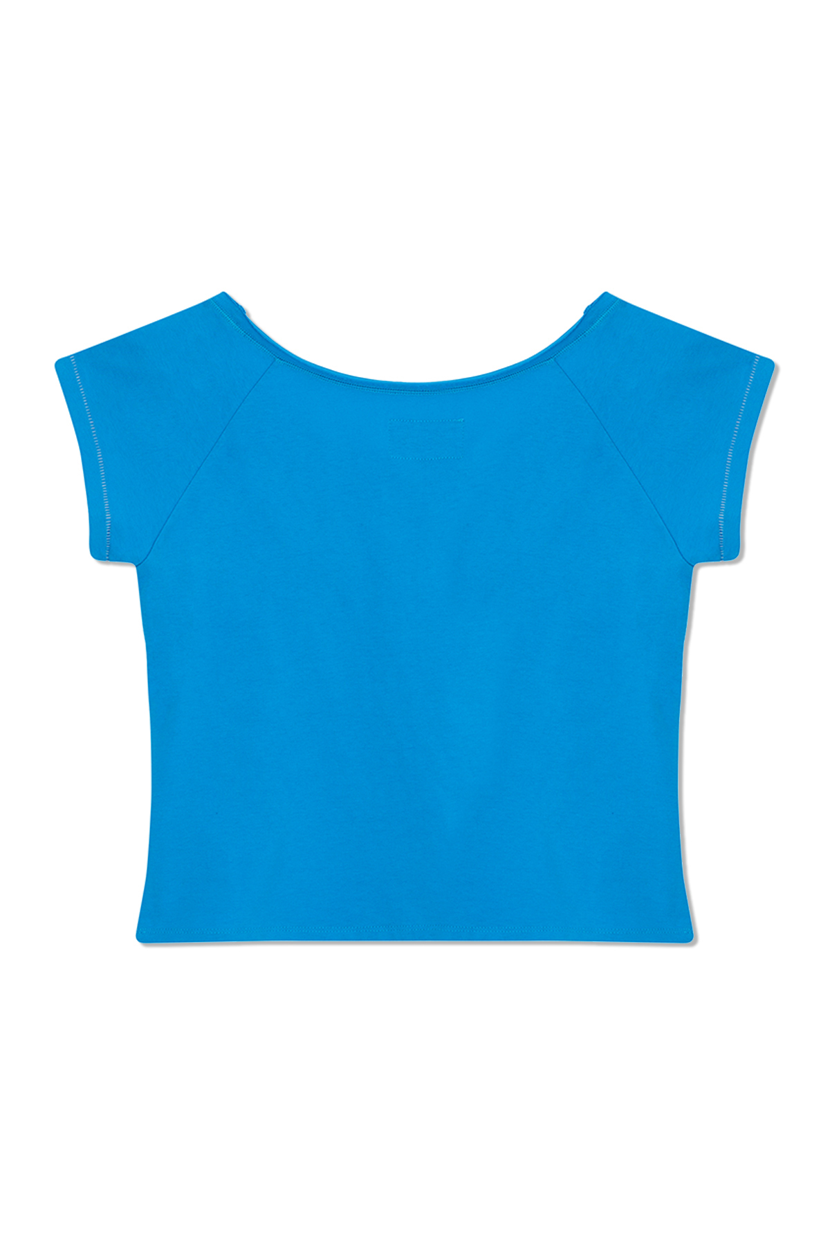 收據印花單肩上衣 藍色