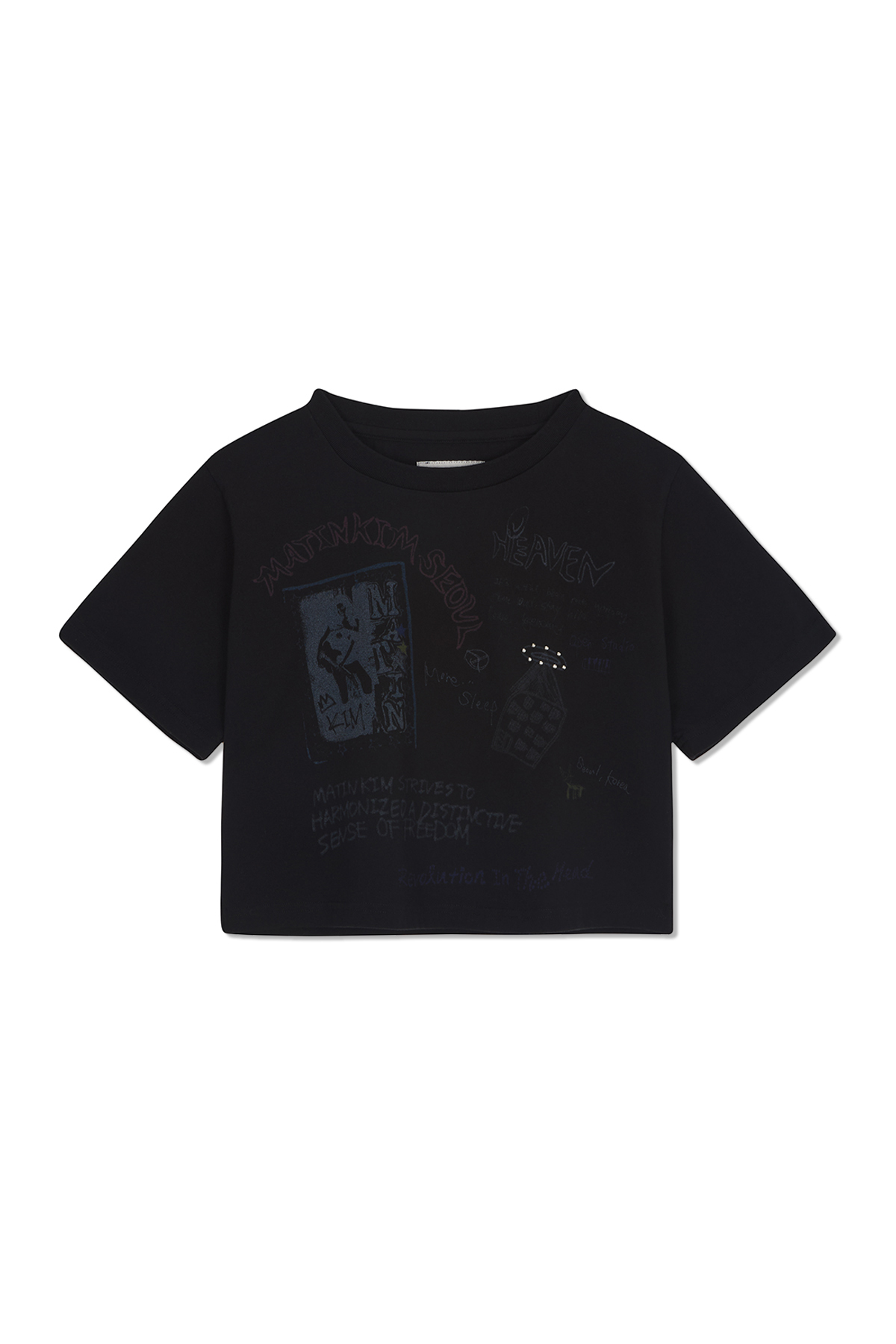 塗鴉LOGO短版上衣 黑色