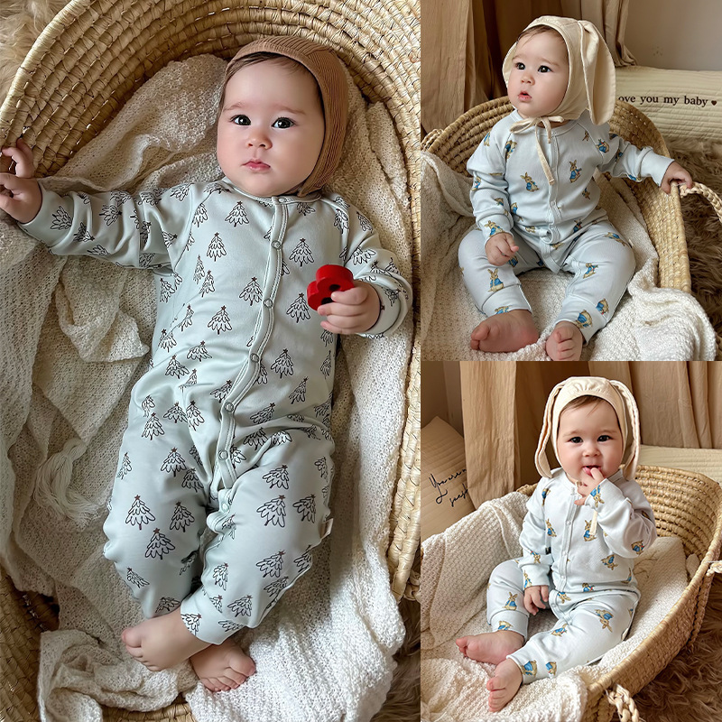 滿版印花長袖連身衣(66-90)