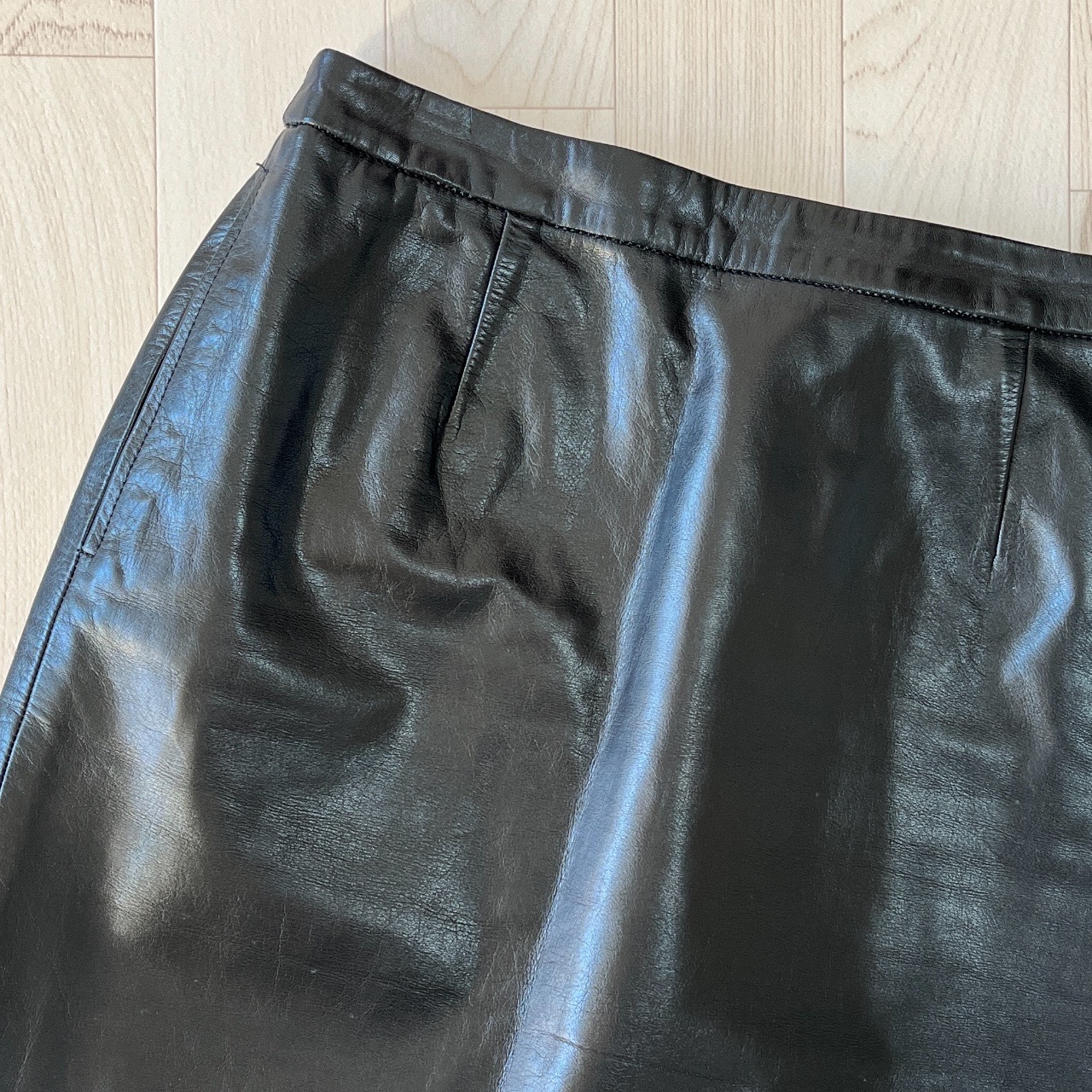 日本製黑色牛皮半裙