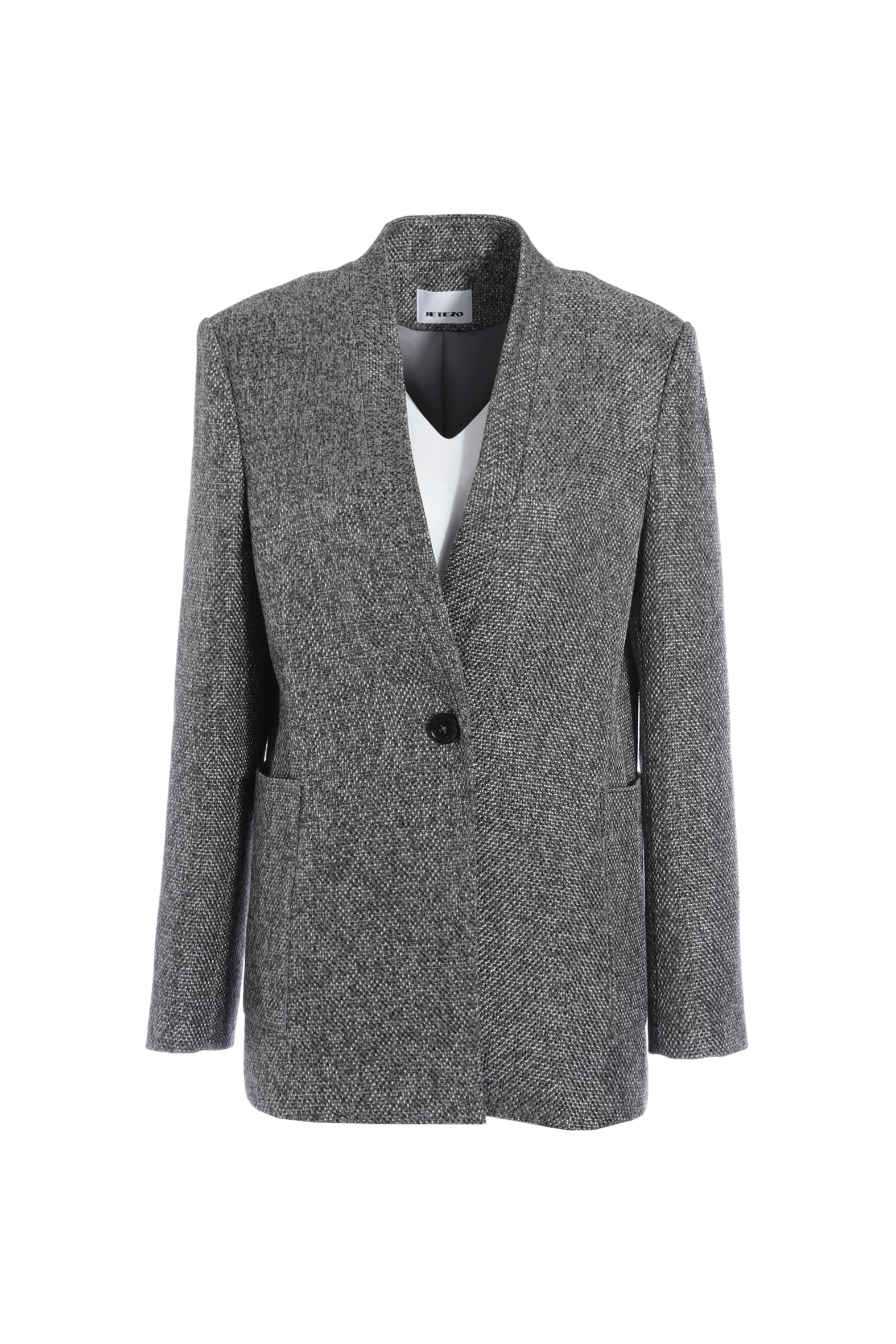 BE15128D1 灰序靜奢粗花呢感單釦西裝外套