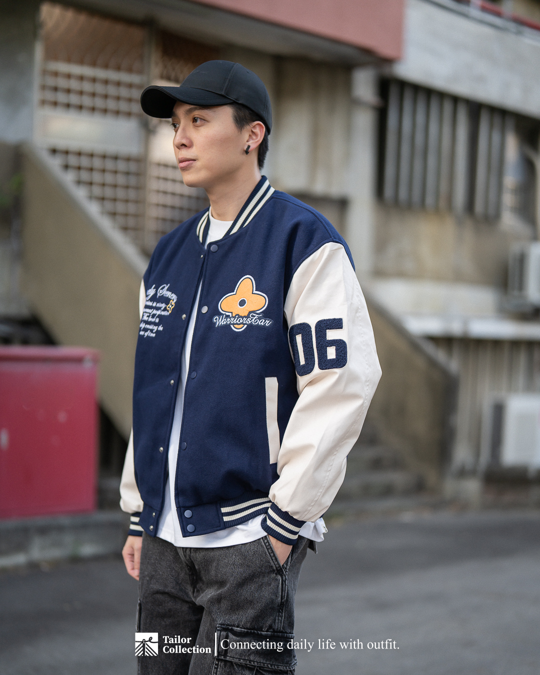 #現貨+預購 Tailor collection 美式撞色 刺繡草寫 棒球外套 兩色