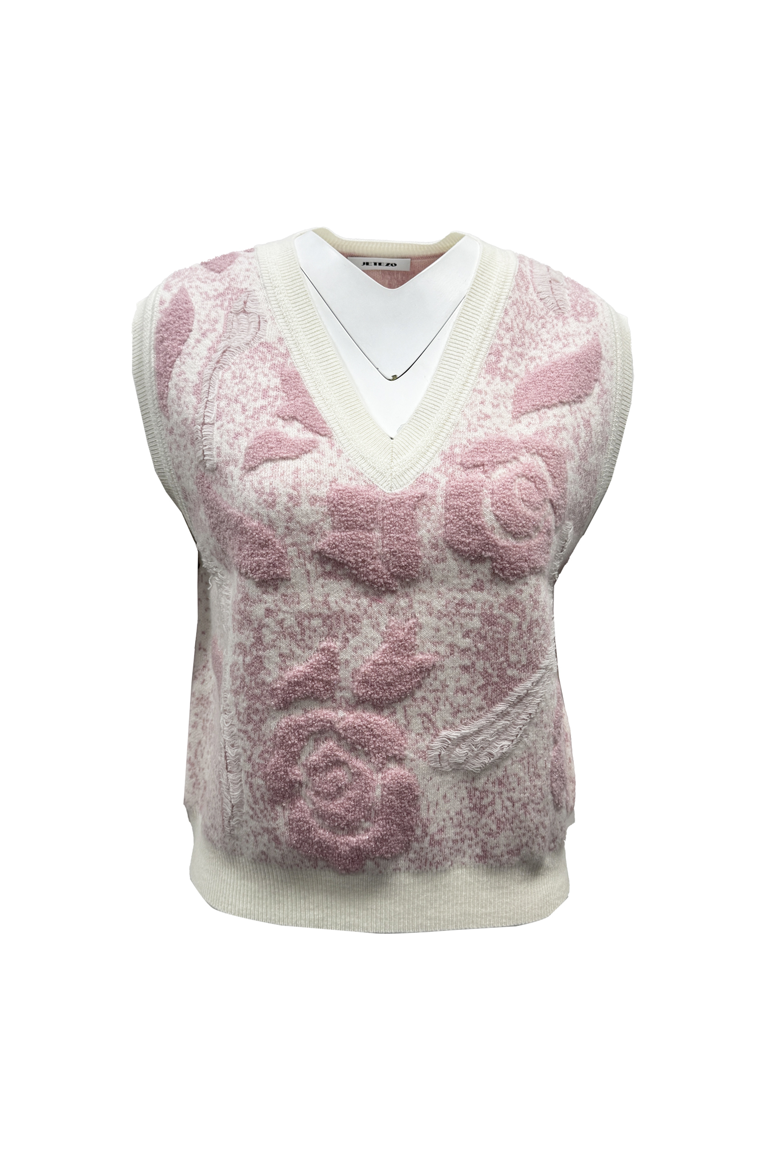 BE15206Y1 粉霧記憶立體花紋針織背心