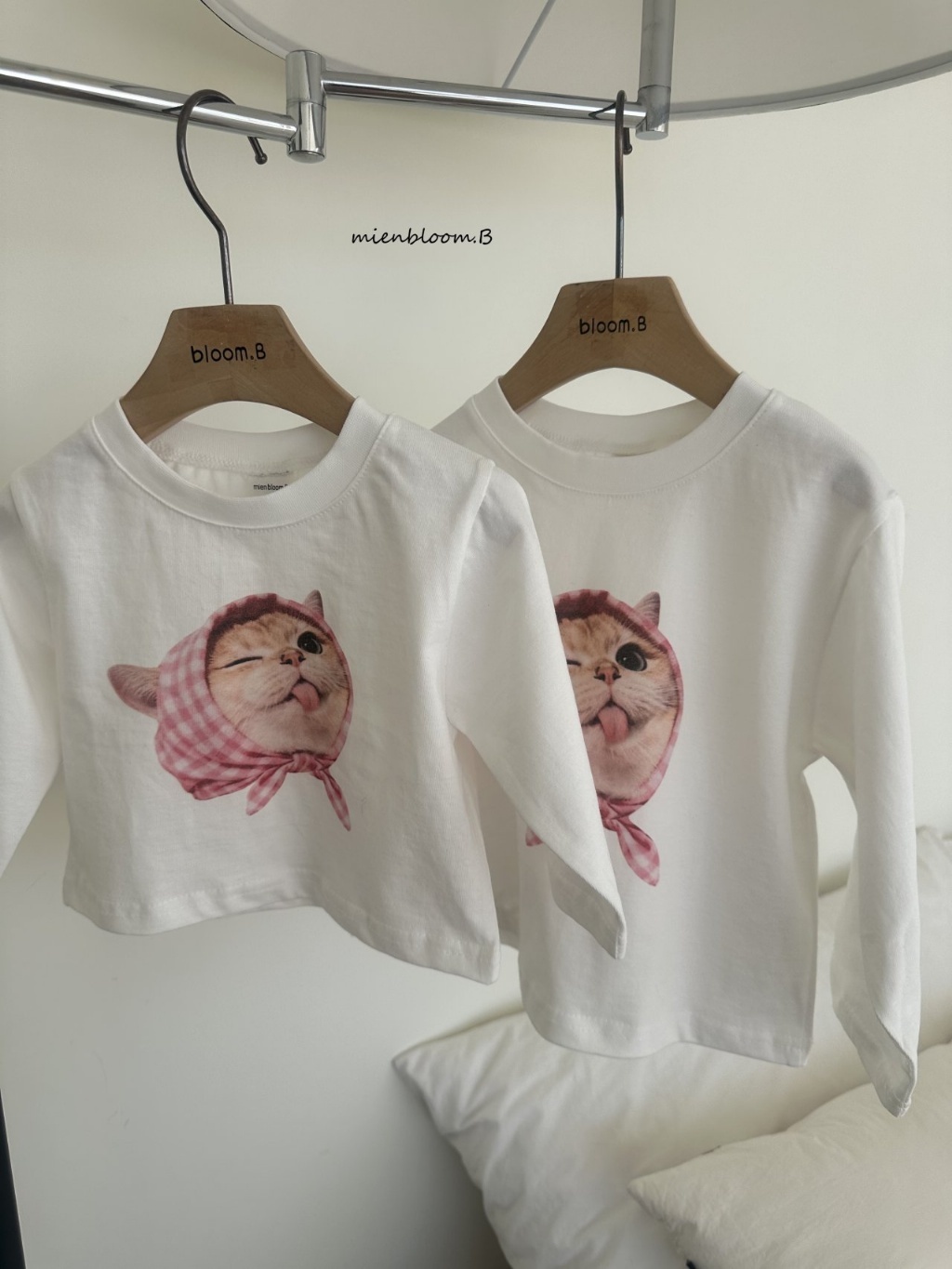 正韓春 Mien 嫩嬰/小童頭巾貓貓上衣