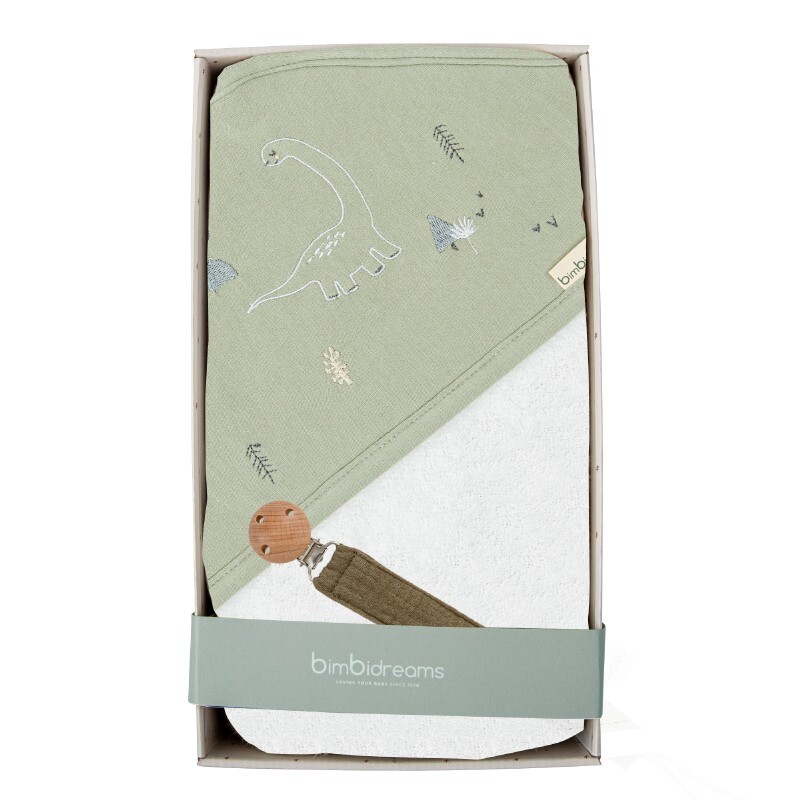 Bimbidreams - 嬰兒連帽沐浴包巾+固定夾套裝