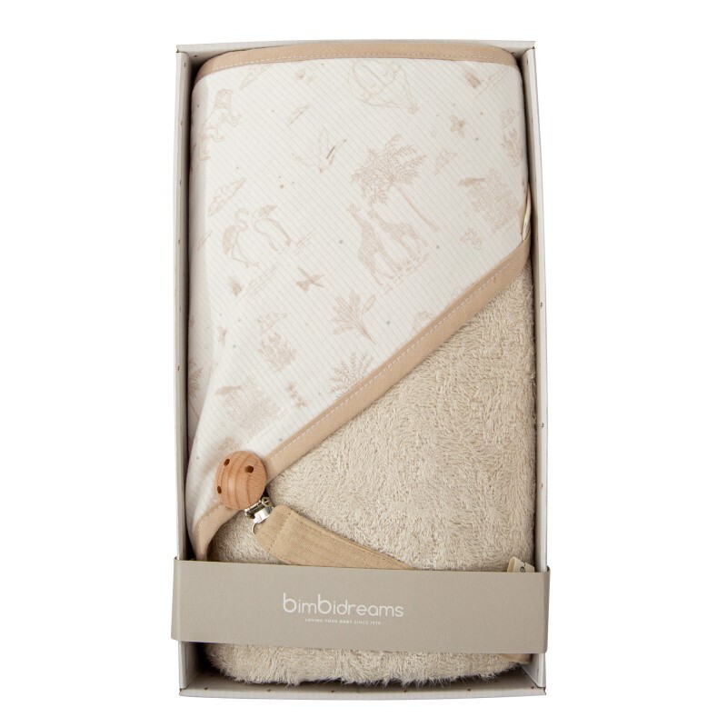 Bimbidreams - 嬰兒連帽沐浴包巾+固定夾套裝