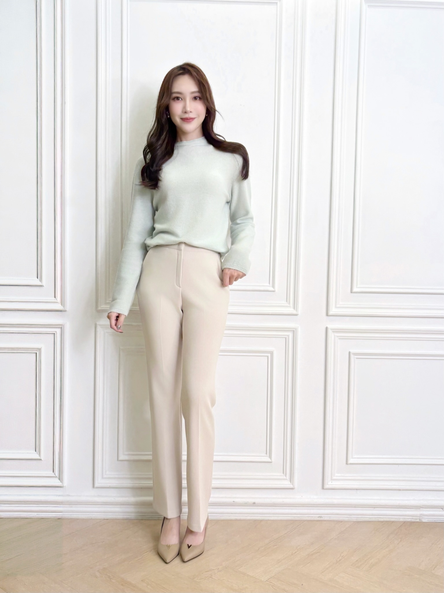 顯腿長刷絨合身褲