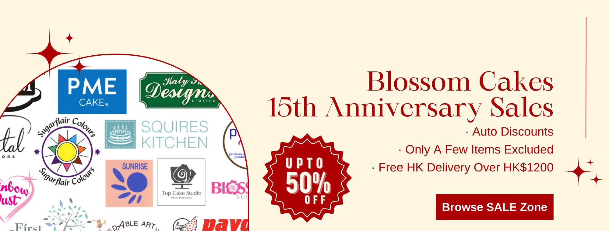 Blossom Cakes 15th Anniversary Sales