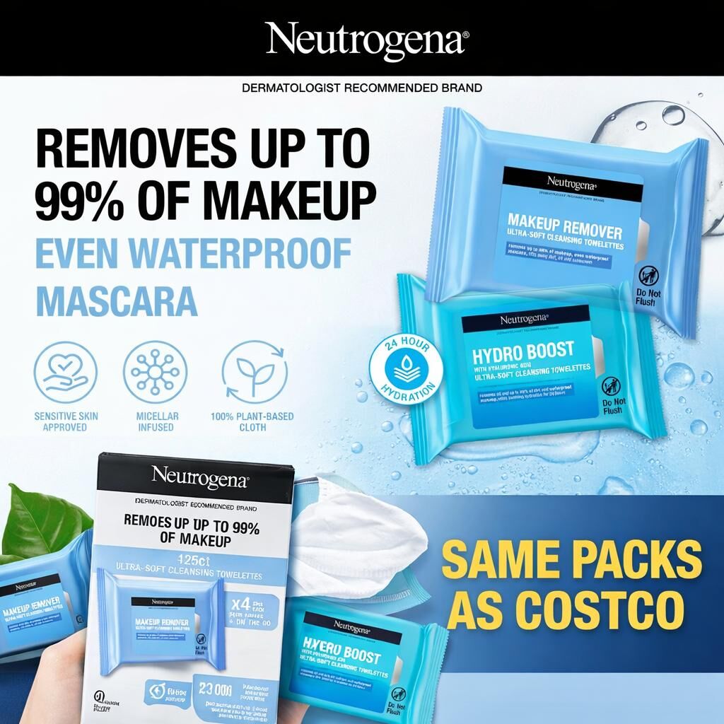 【預購】Neutrogena H012180 卸妝清潔濕巾(5包裝)