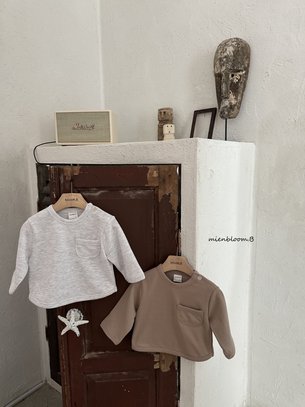 正韓春 Mien 嫩嬰兩色大地色小口袋上衣