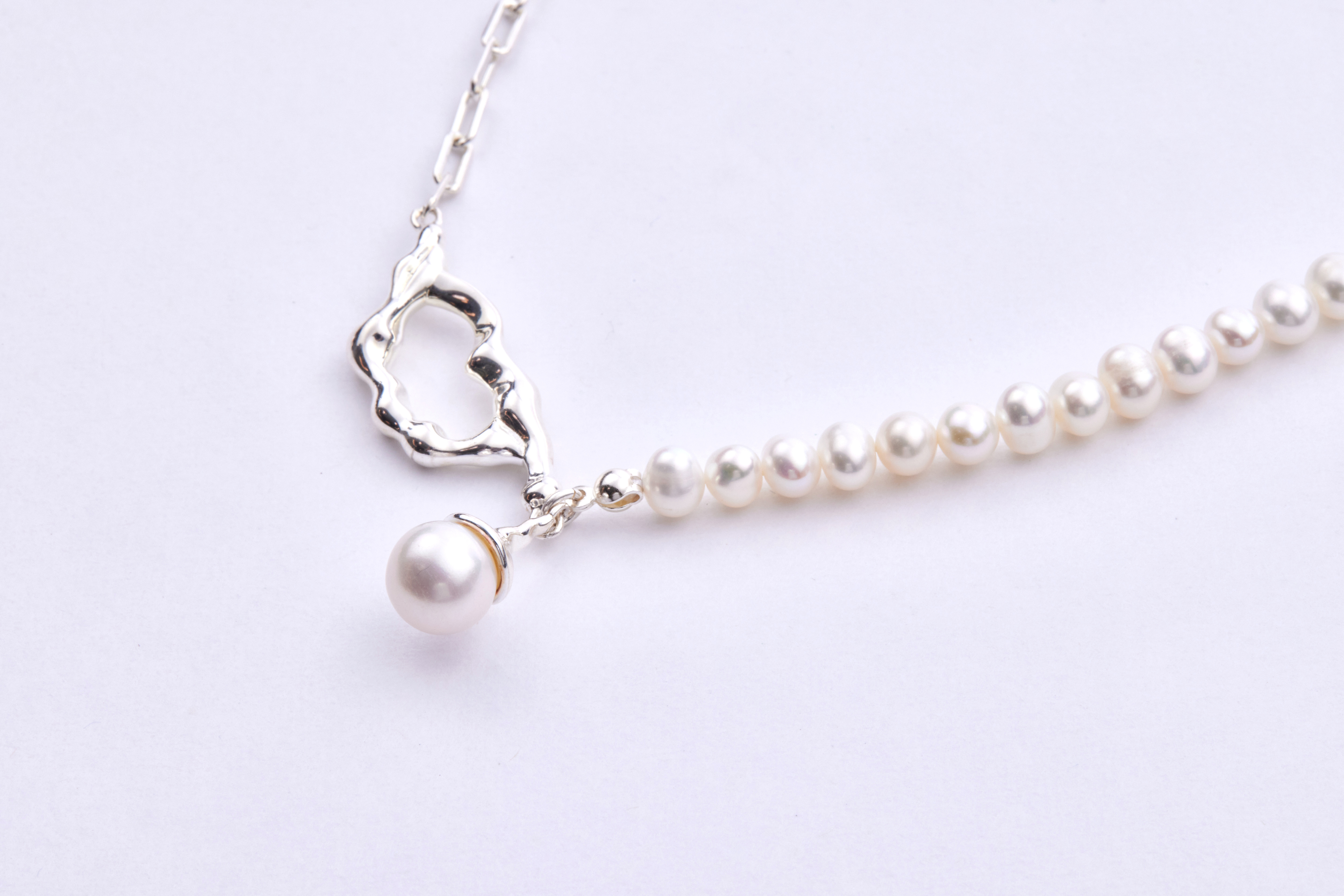 N1241 | 純銀鎖鏈淡水珍珠項鍊