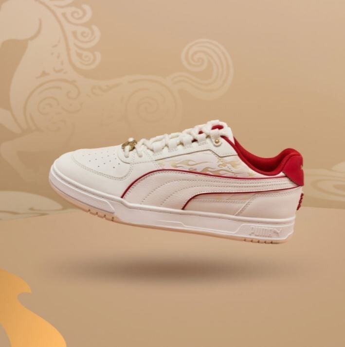 PUMA 慢跑鞋 CAVEN III YEAR OF HORSE 米白紅 復古 新年款 男 40678701