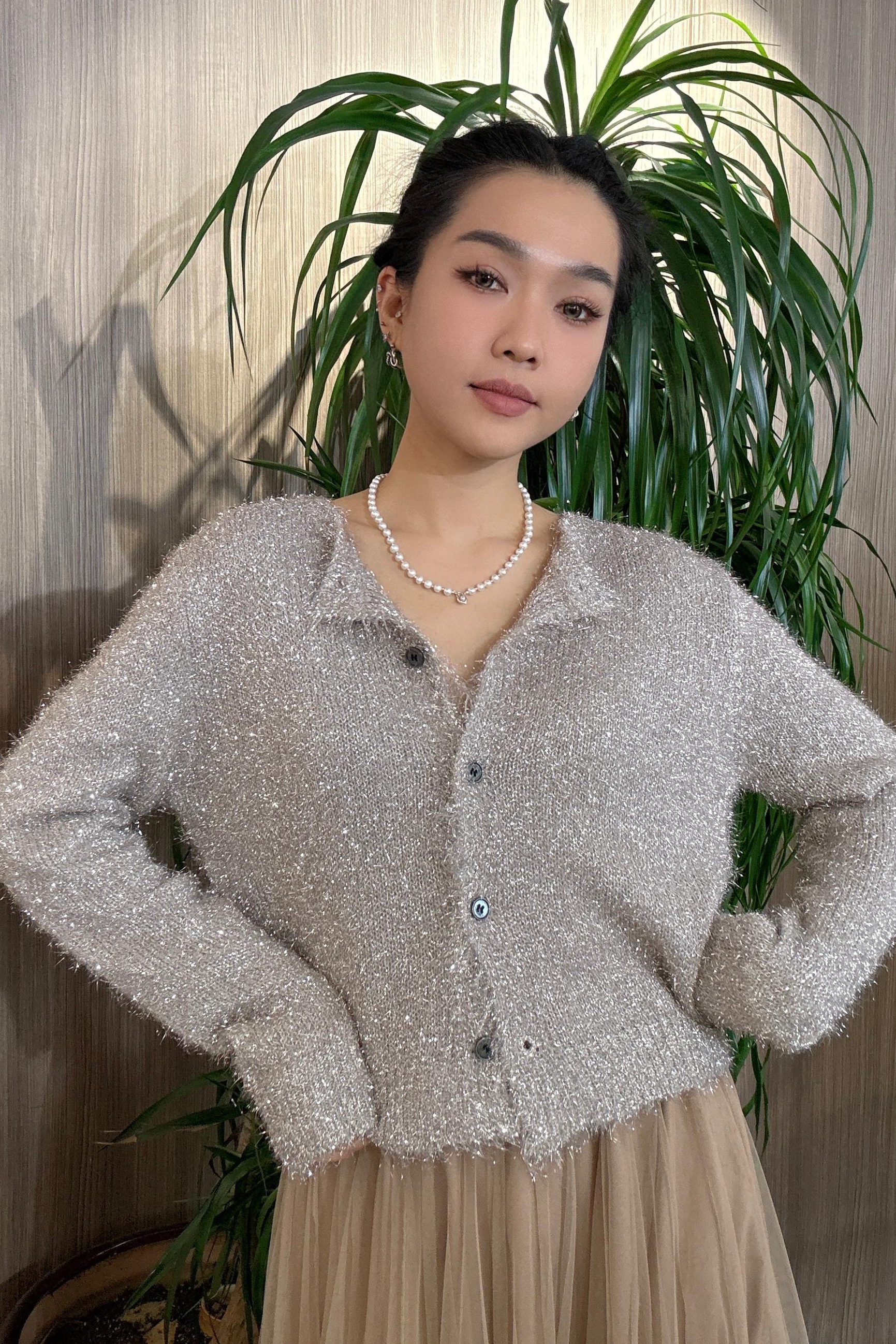 金屬閃毛毛冷cardigan（現貨款式）