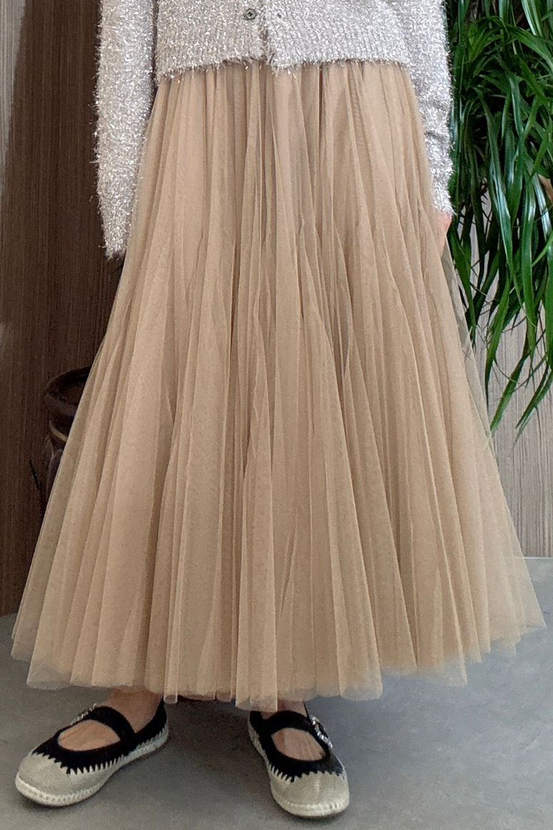 V形拼布網紗傘裙（現貨款式）