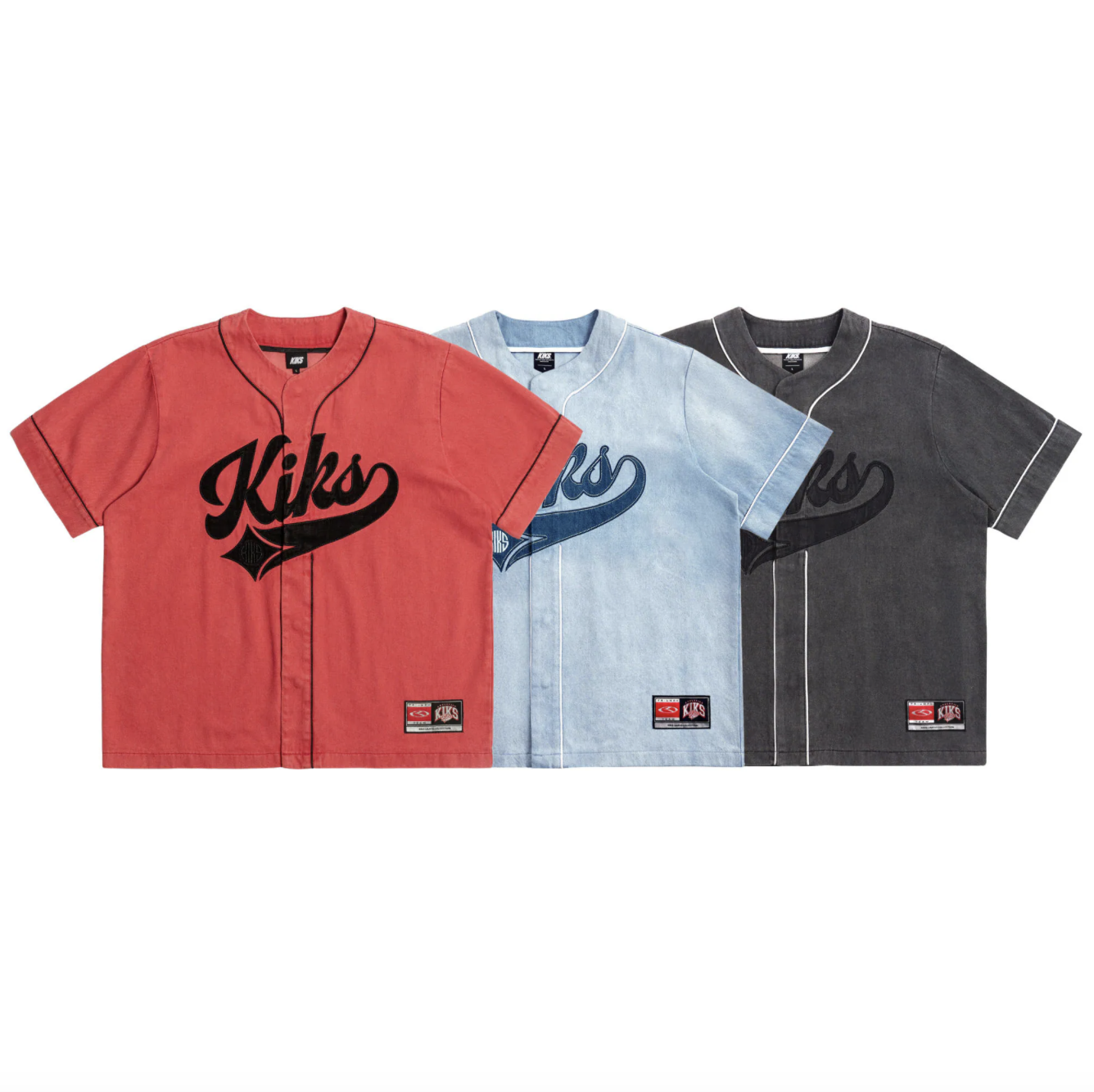 【KIKS】丹寧水洗棒球短袖外套