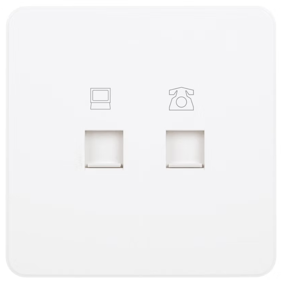 Hager Dream CAT3電話+CAT5E數據插座 (白色/典雅金/騎士黑/星際灰)