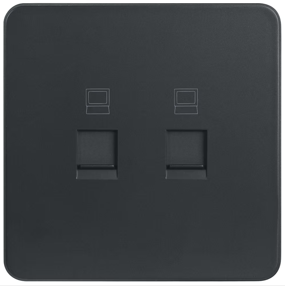 Hager Dream 孖位 CAT6 數據插座 (白色/典雅金/騎士黑/星際灰)