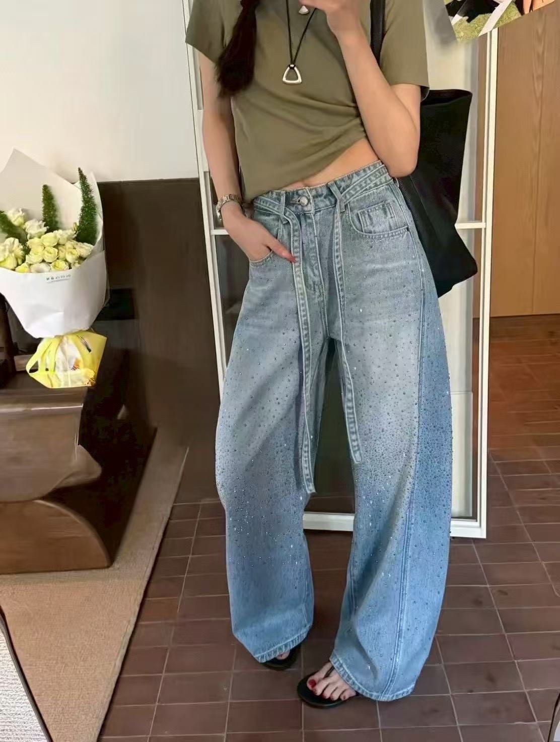 506 時髦重工燙鑽牛仔褲