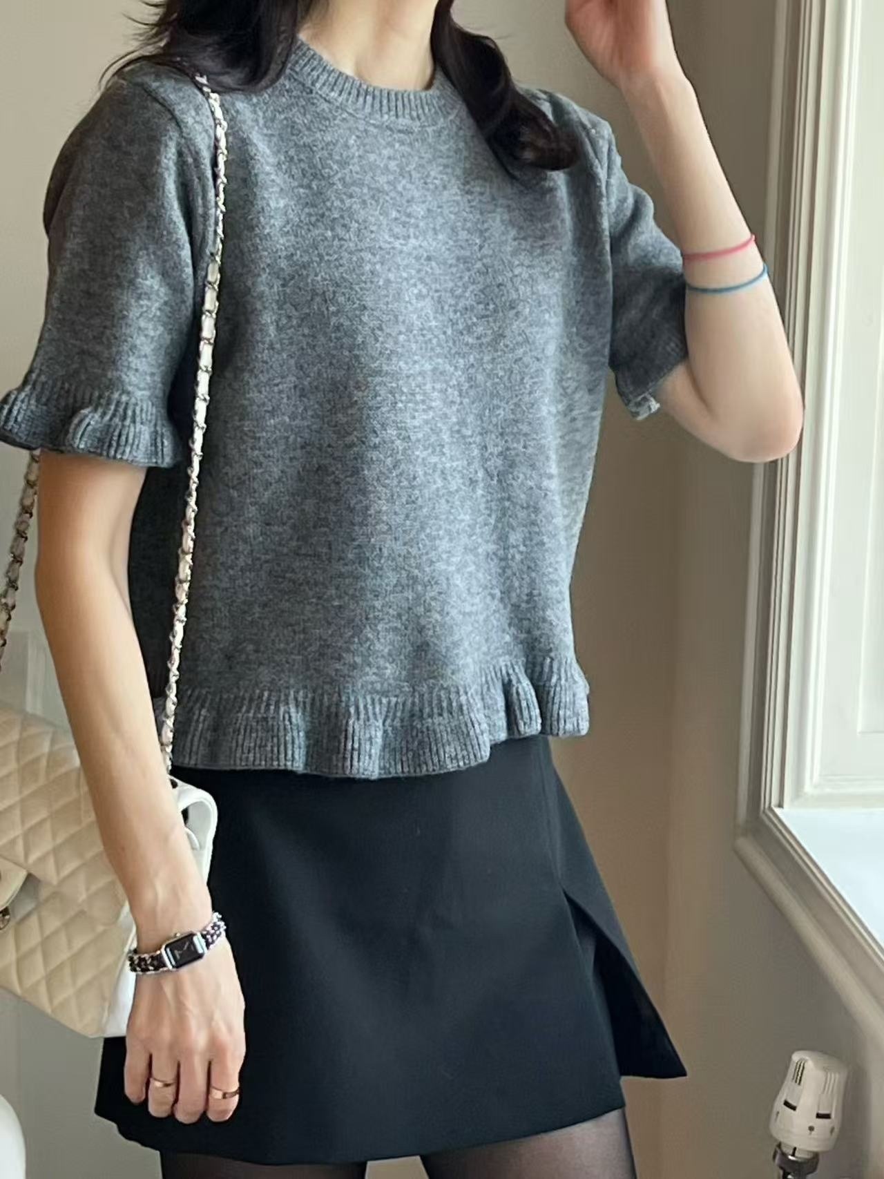 215 正韓荷葉邊短袖上衣