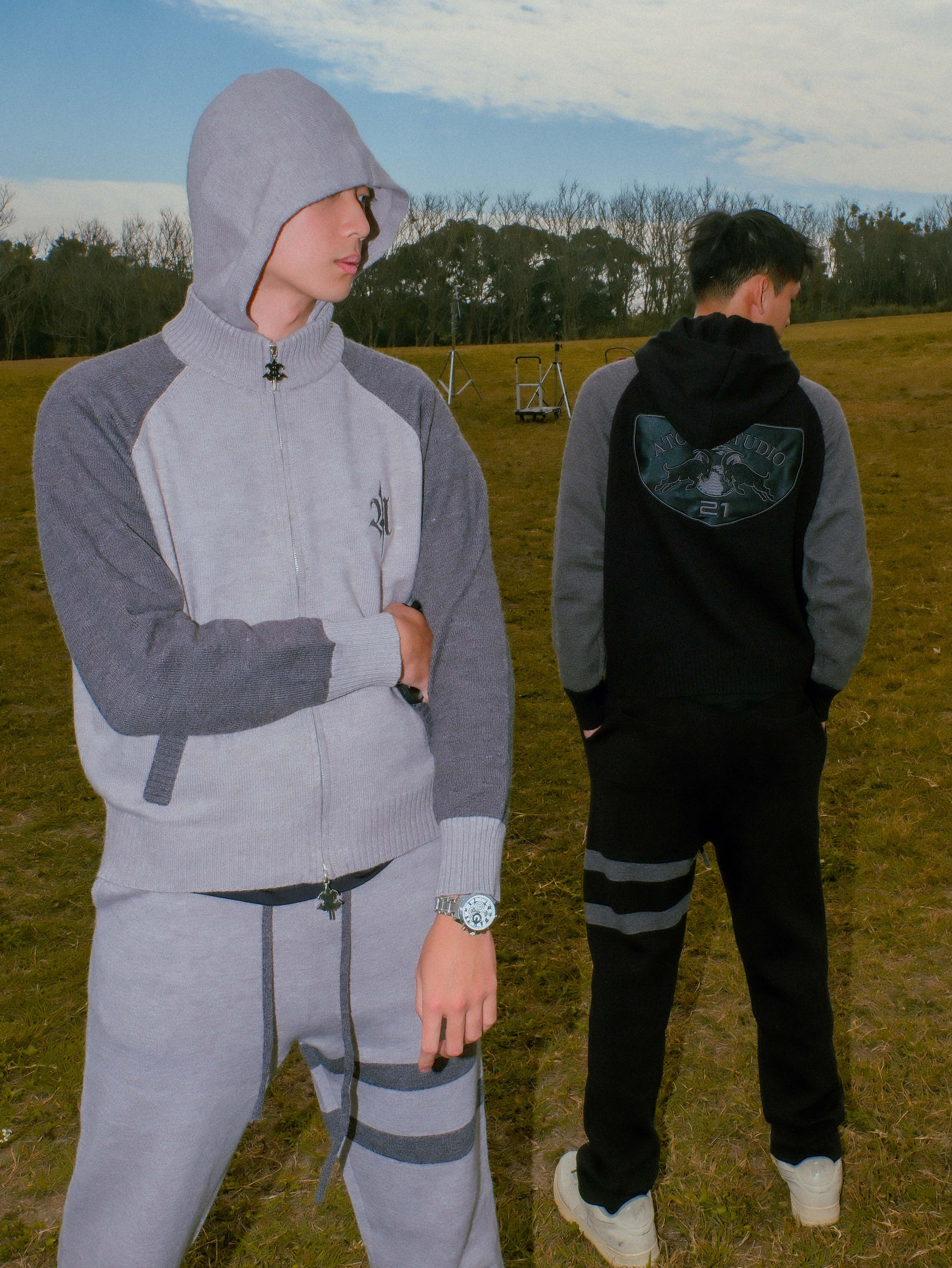 ATONE Leather Patch Knit Track Jacket 山羊 針織 外套