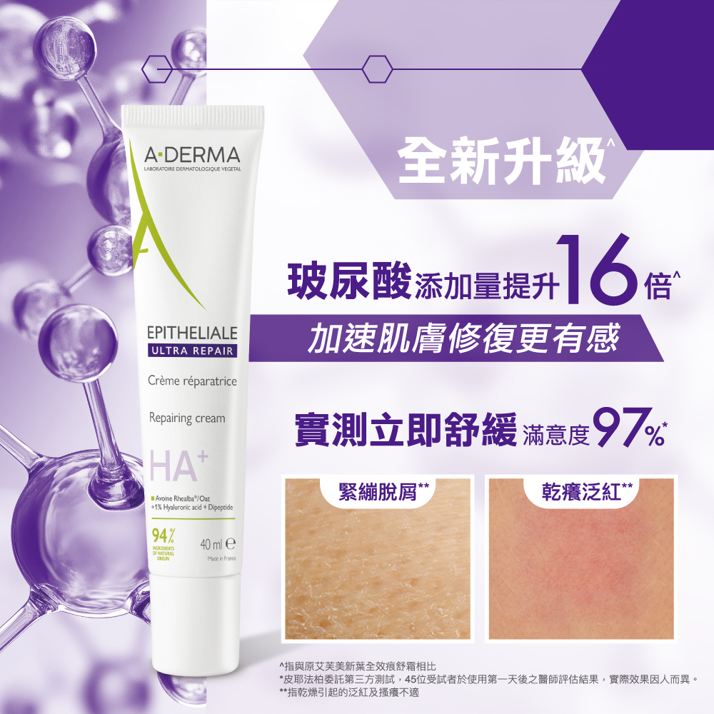 Aderma艾芙新葉全效痕舒霜HA+二入組 肌活修復 3天有感 醫師推薦