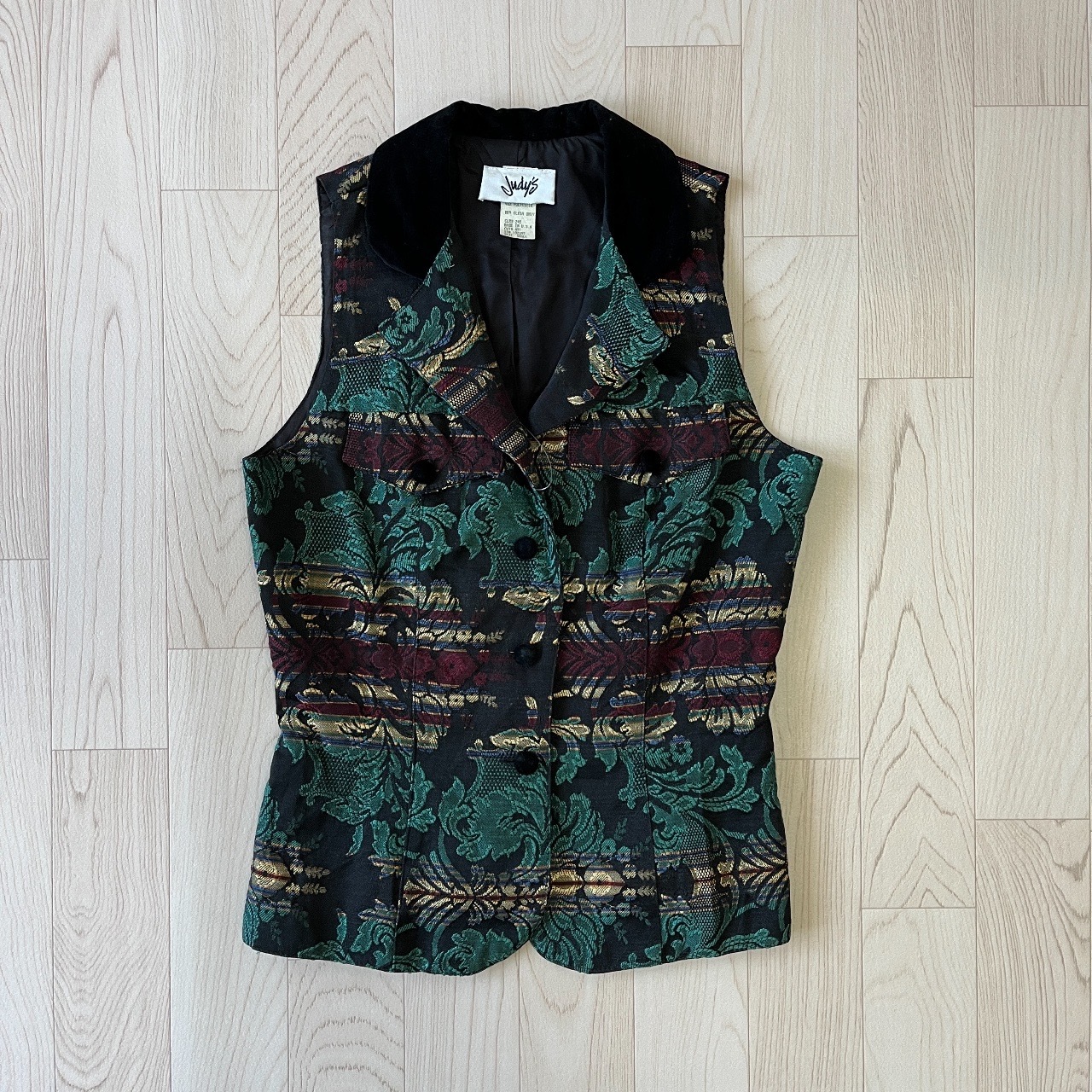 美國製古著絲絨領提花馬甲