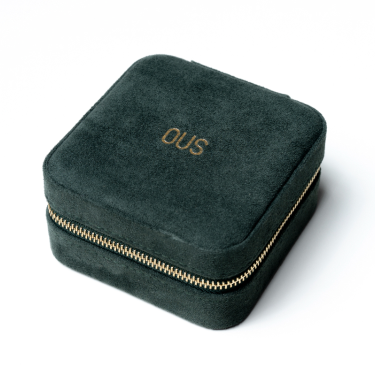 OUS Soft Cube 麂皮絨飾品收納盒  森綠