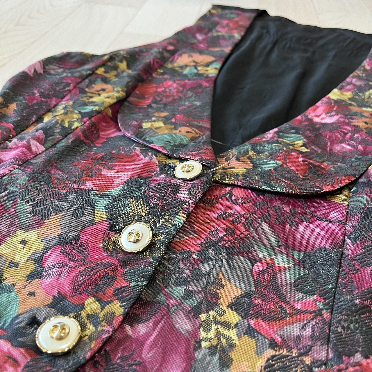 古著花卉西裝背心