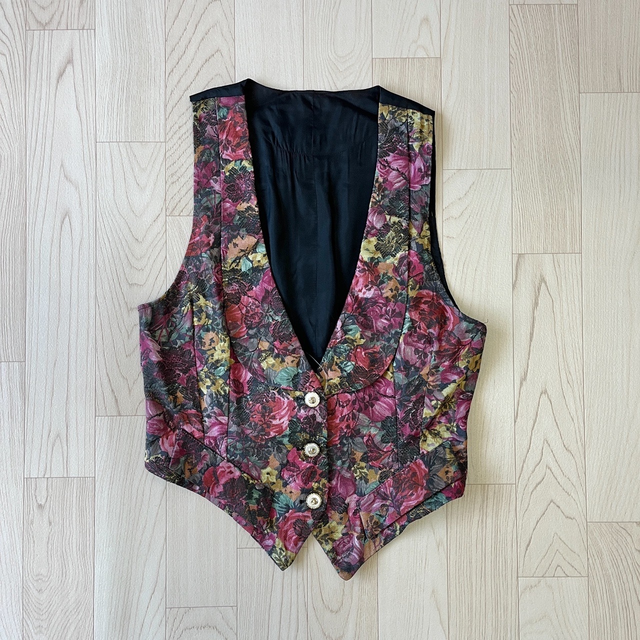 古著花卉西裝背心