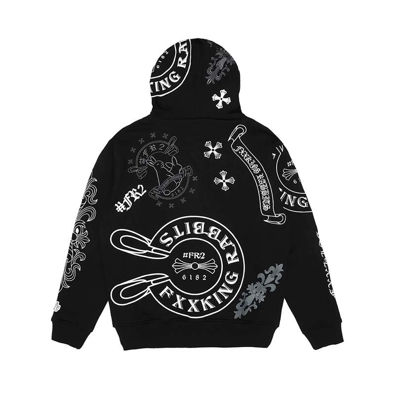 #FR2 Cross Rabbits Multi Logo Zip-up Hoodie 十字 花臂 連帽外套 黑色 FRC4286-BK [台灣現貨]