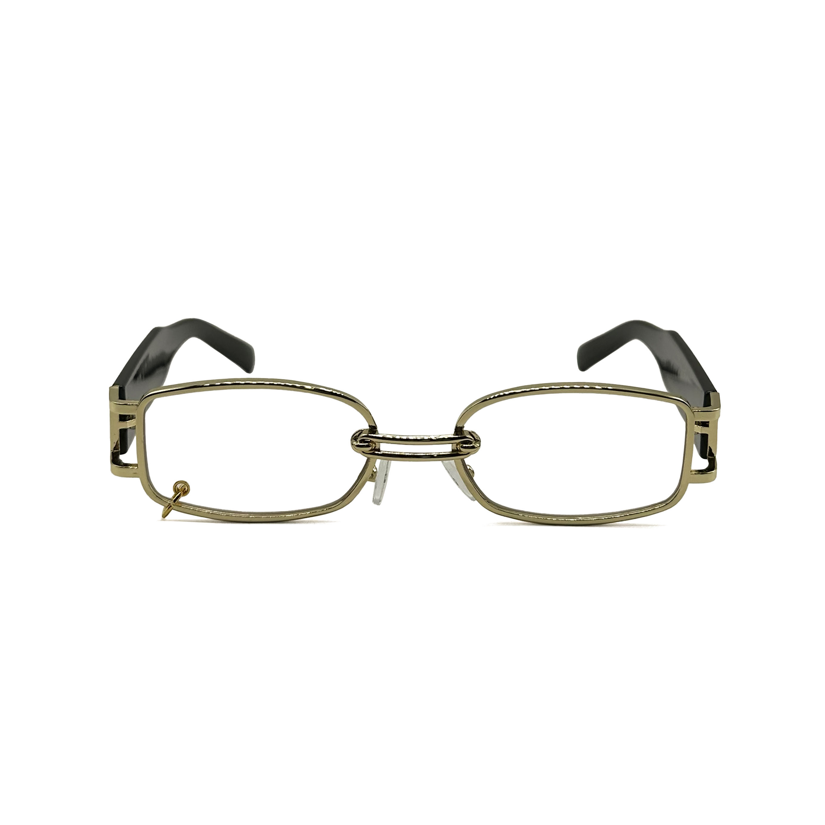 CHILL環扣金屬方形眼鏡-金框透明