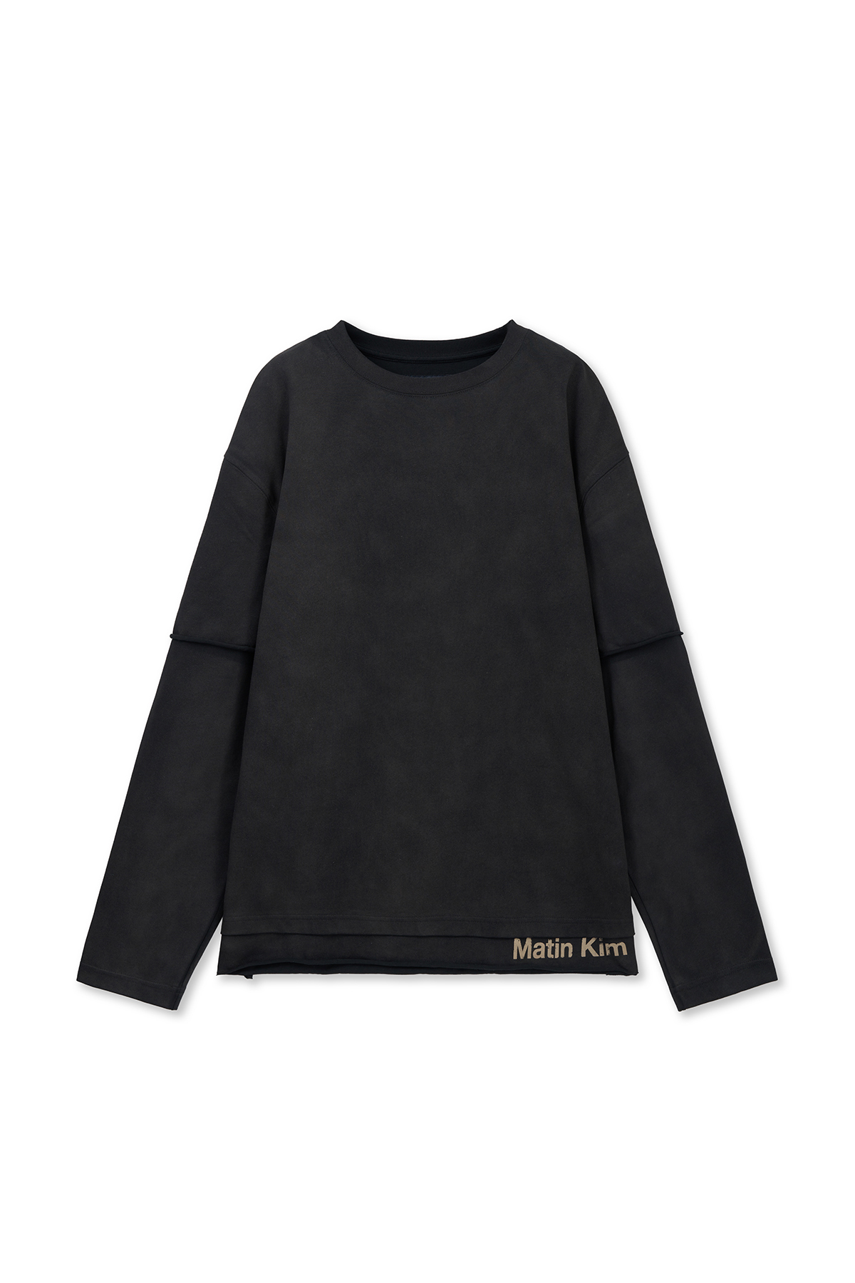 層次感噴染刷色長袖上衣 黑色