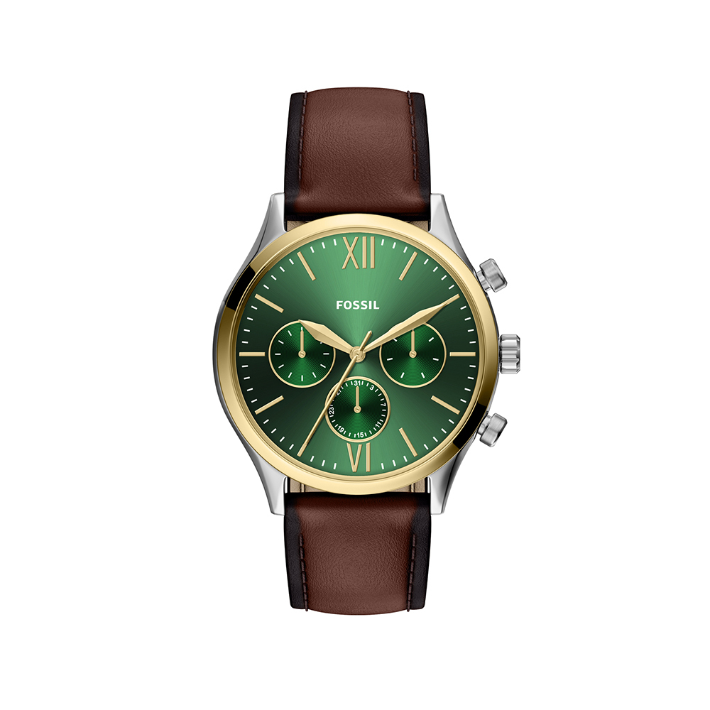 Fenmore 經典三眼計時手錶 咖啡色真皮錶帶 44MM BQM7122