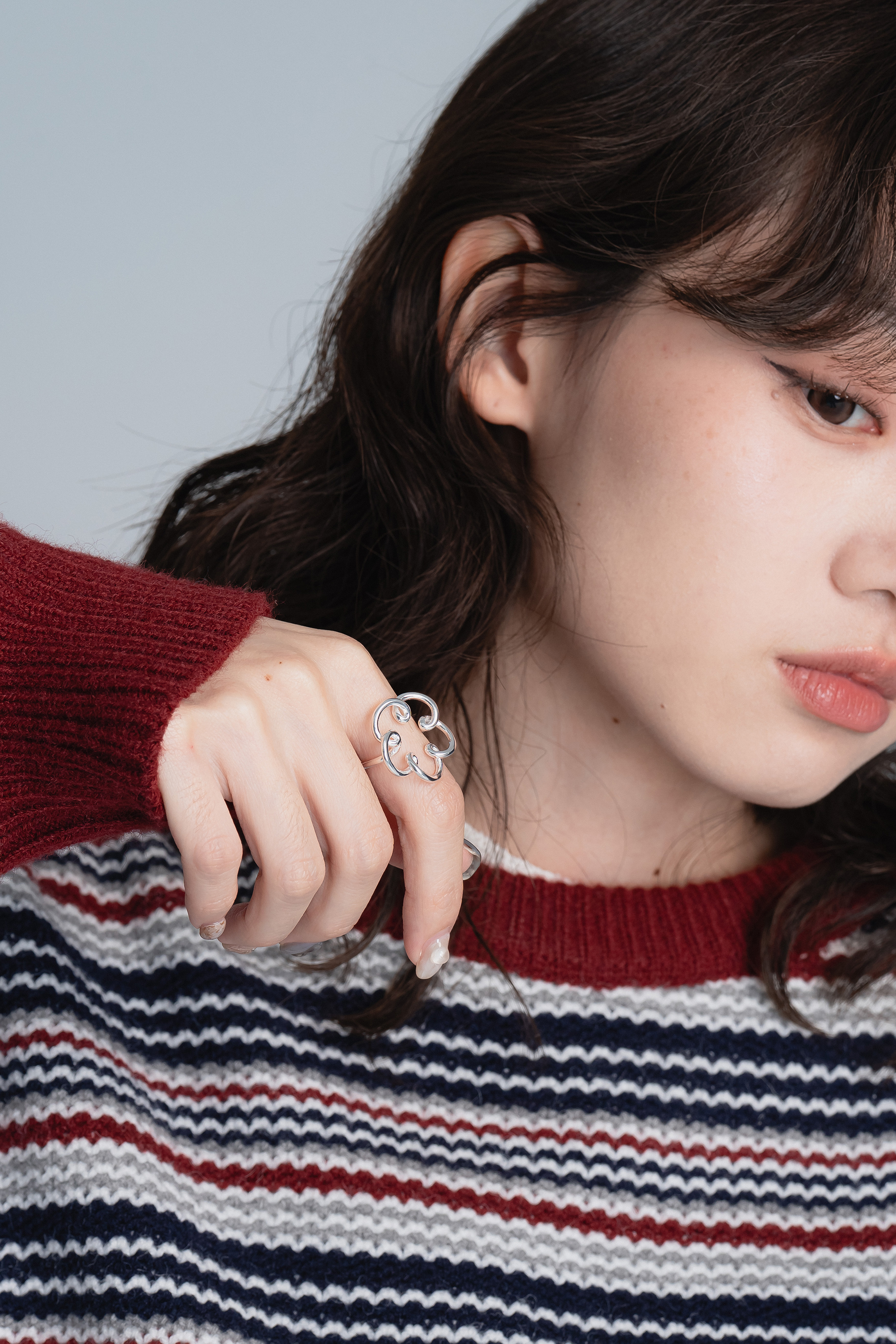 秋日KOREA｜925純銀線條花戒指