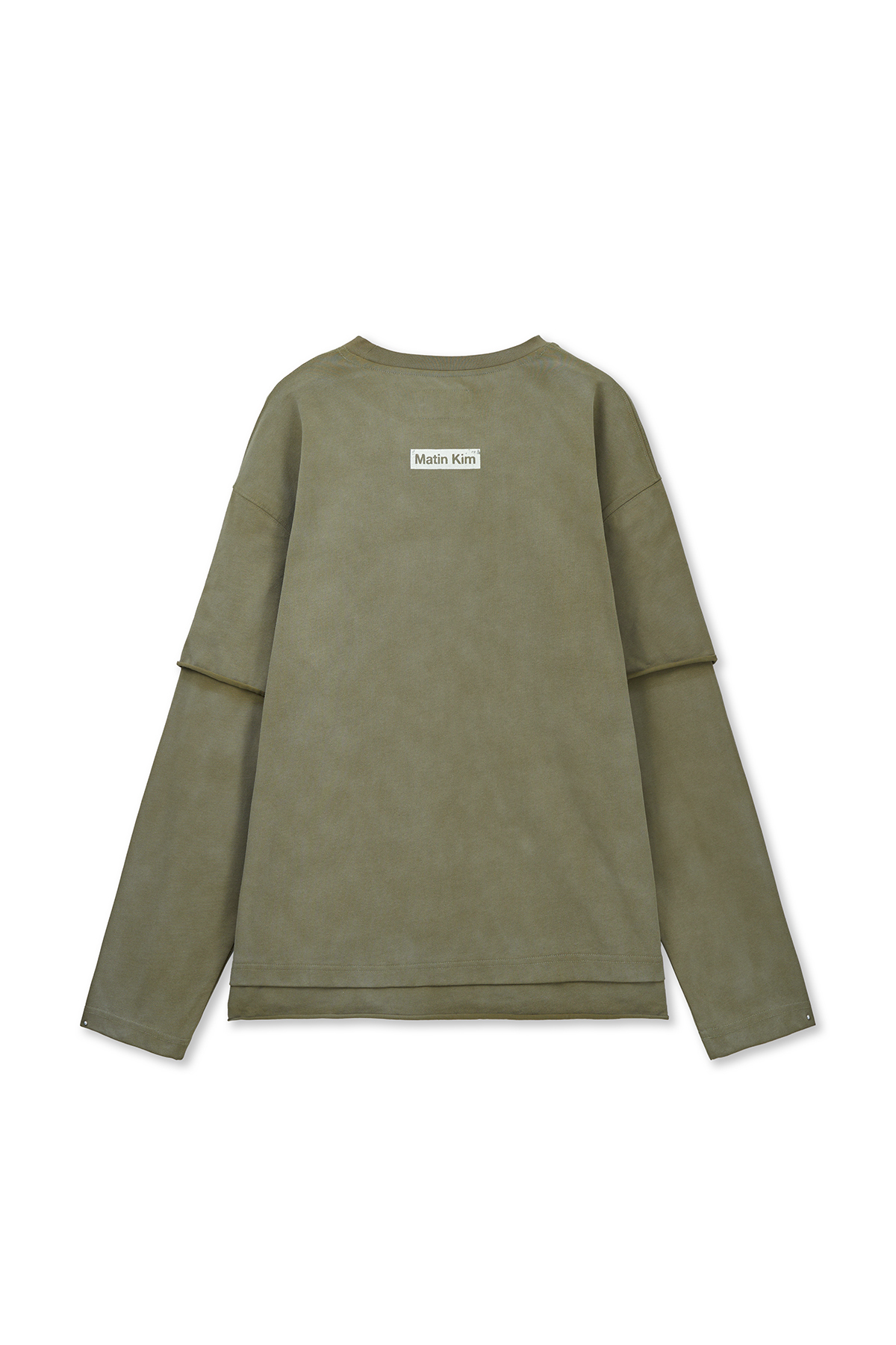 層次感噴染刷色長袖上衣 卡其